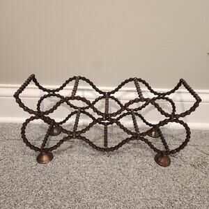 Upcycled Bicycle Chain Wine Rack Copper Metallic Finish Industrial Folk Art